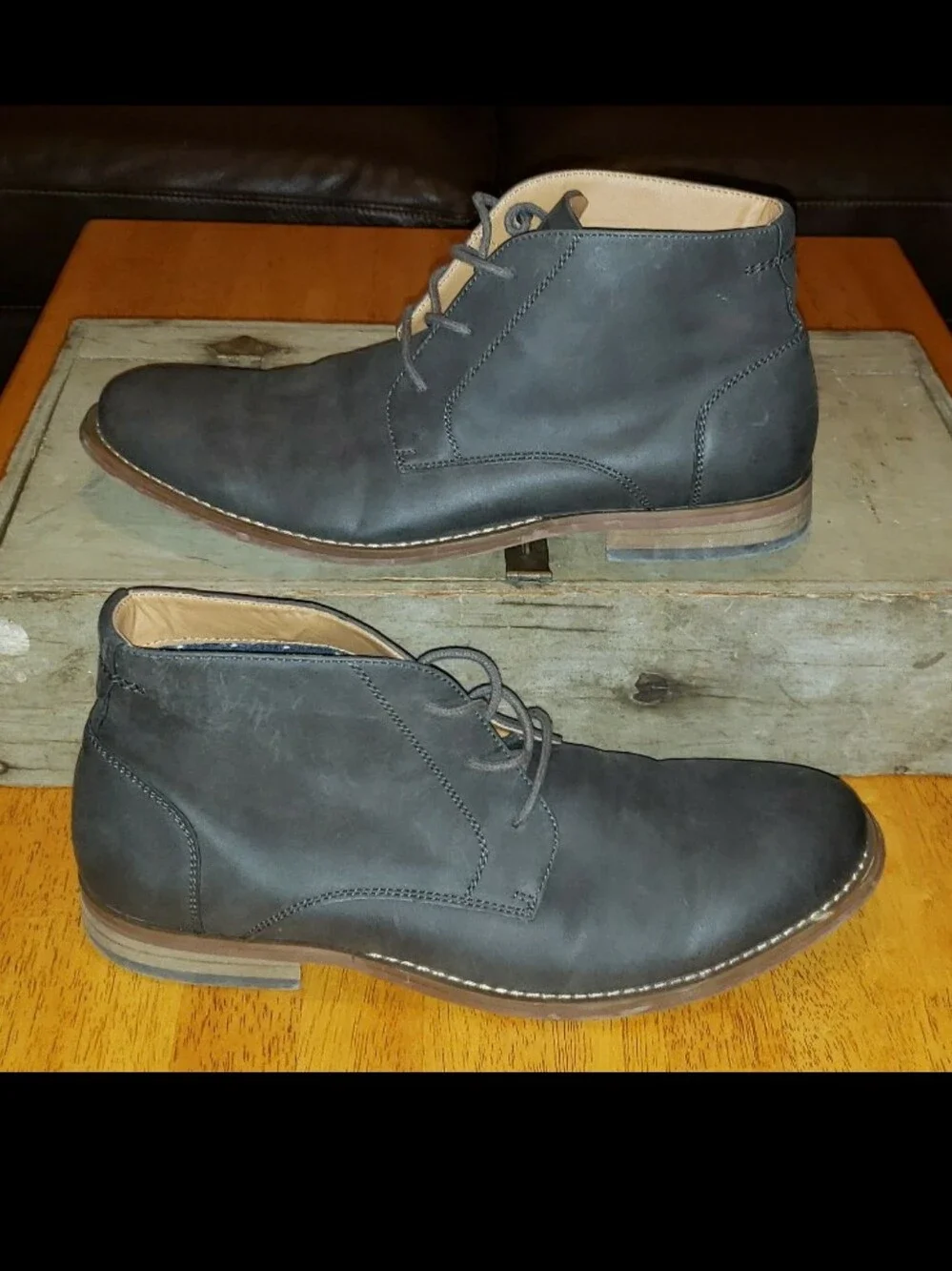 RYE Gray Leather Lace Up Boots